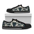 Satan Goat Skull Symbol Print Black Low Top Sneakers