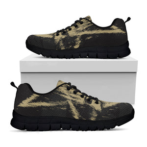 Satanic Pentagram Skull Print Black Running Shoes