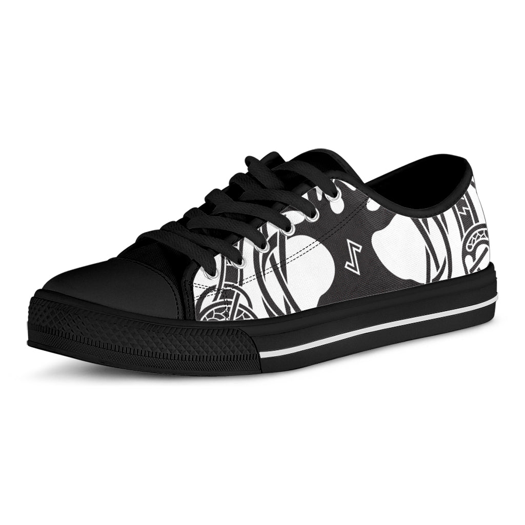 Scandinavian Yggdrasil Print Black Low Top Sneakers