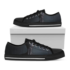 Scary Grey Alien 3D Print Black Low Top Sneakers