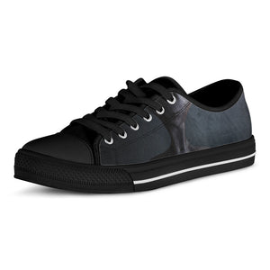 Scary Grey Alien 3D Print Black Low Top Sneakers