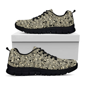 Scary Skeleton Pattern Print Black Running Shoes