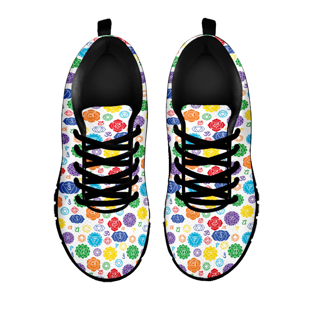 Seven Chakra Symbols Pattern Print Black Running Shoes