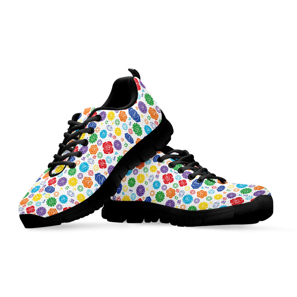 Seven Chakra Symbols Pattern Print Black Running Shoes