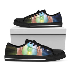 Seven Chakras Energy Print Black Low Top Sneakers