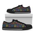 Seven Chakras Flowers Pattern Print Black Low Top Sneakers