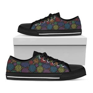 Seven Chakras Flowers Pattern Print Black Low Top Sneakers