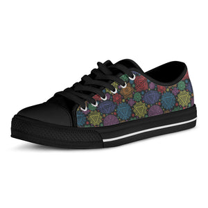 Seven Chakras Flowers Pattern Print Black Low Top Sneakers
