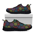Seven Chakras Flowers Pattern Print Black Running Shoes