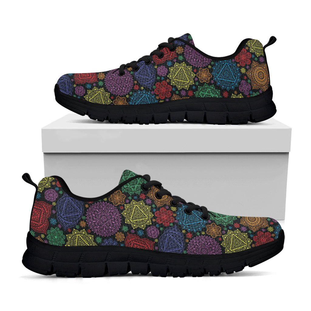 Seven Chakras Flowers Pattern Print Black Running Shoes