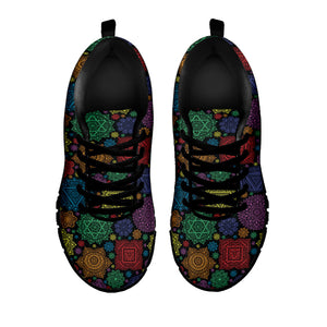 Seven Chakras Flowers Pattern Print Black Running Shoes