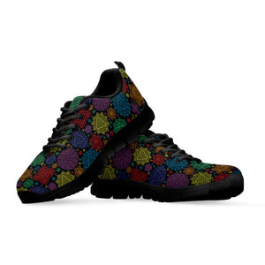 Seven Chakras Flowers Pattern Print Black Running Shoes