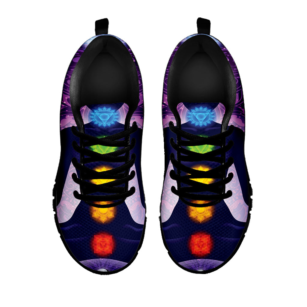 Seven Chakras Mandala Print Black Running Shoes