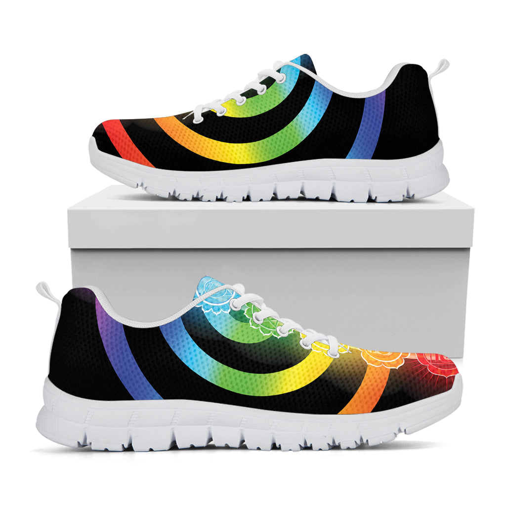 Seven Chakras Rainbow Of Life Print White Running Shoes