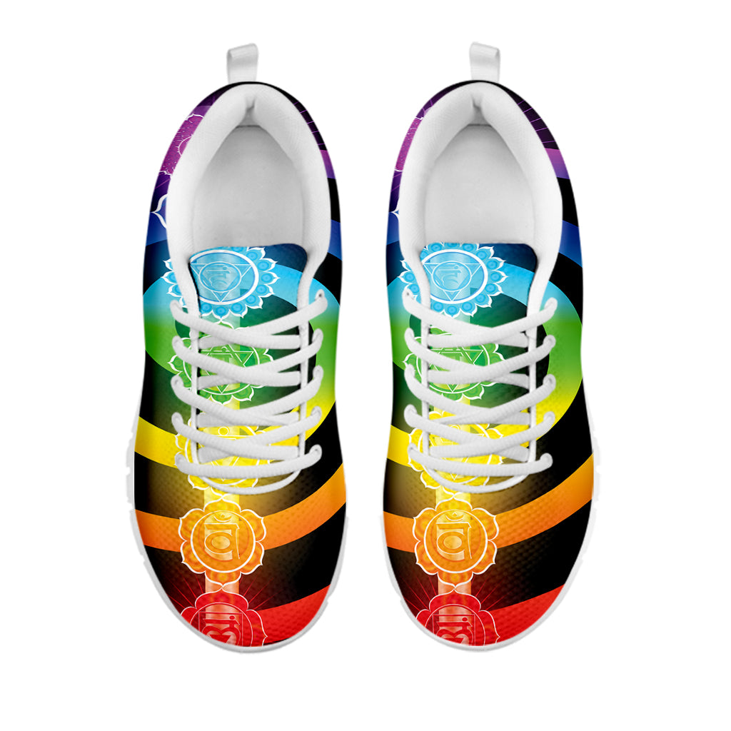 Seven Chakras Rainbow Of Life Print White Running Shoes