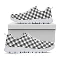 Shadow Grey And White Gingham Print White Running Shoes