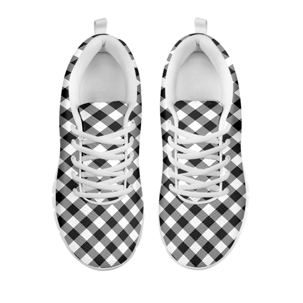 Shadow Grey And White Gingham Print White Running Shoes