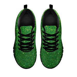 Shamrock Green (NOT Real) Glitter Print Black Running Shoes