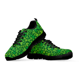 Shamrock Leaf St. Patrick's Day Print Black Running Shoes