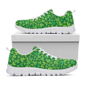 Shamrock Leaf St. Patrick's Day Print White Running Shoes