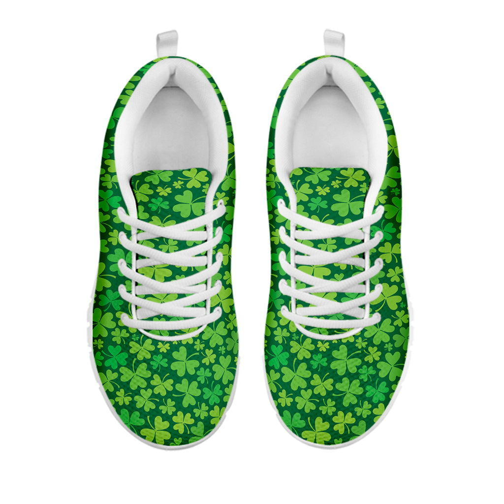 Shamrock Leaf St. Patrick's Day Print White Running Shoes