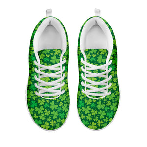 Shamrock Leaf St. Patrick's Day Print White Running Shoes
