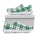 Shamrock St. Patrick's Day Tartan Print White Running Shoes