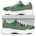 Shamrocks Houndstooth Pattern Print White Chunky Shoes