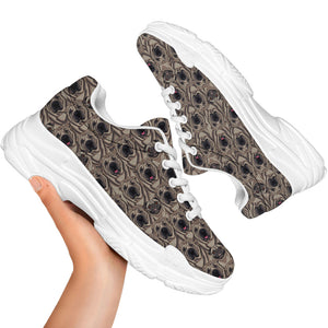Shar Pei And Pug Pattern Print White Chunky Shoes
