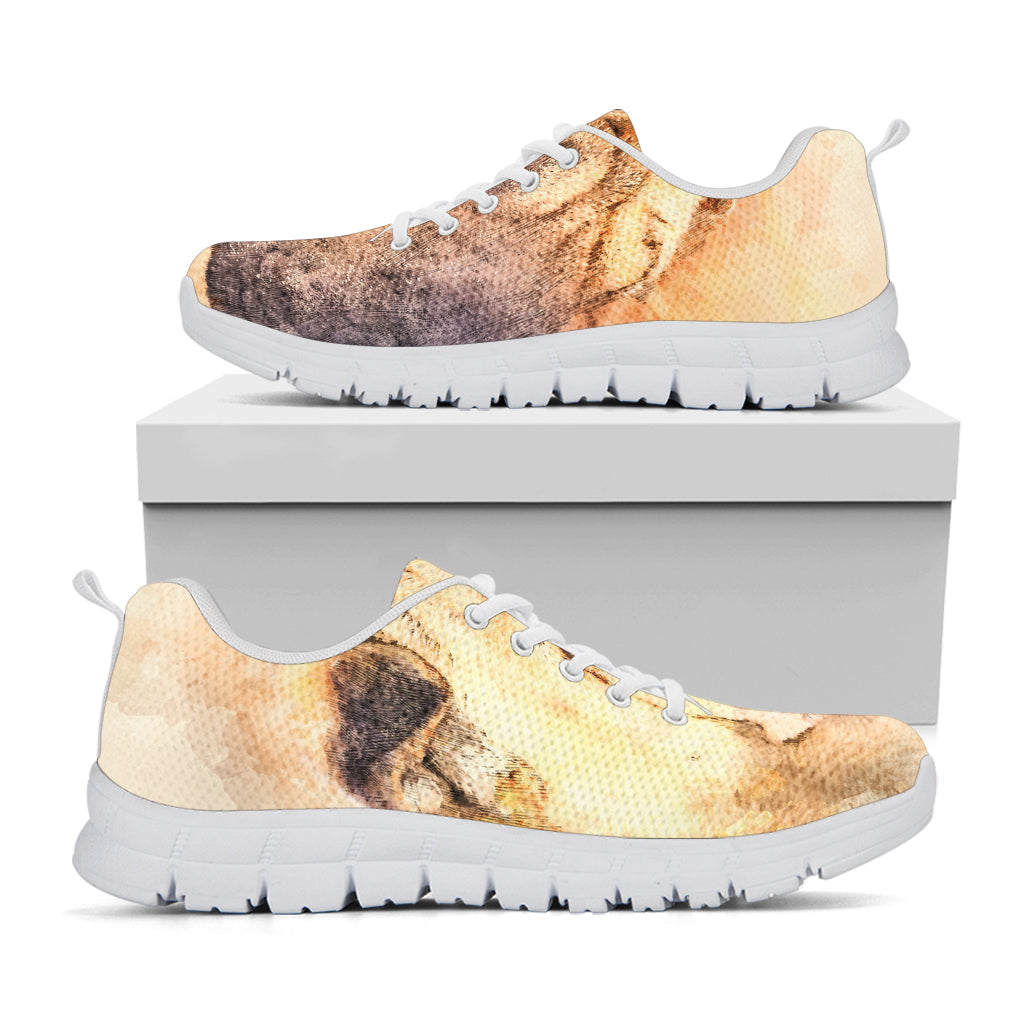 Shar Pei Portrait Print White Running Shoes