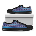 Shark Knitted Pattern Print Black Low Top Sneakers