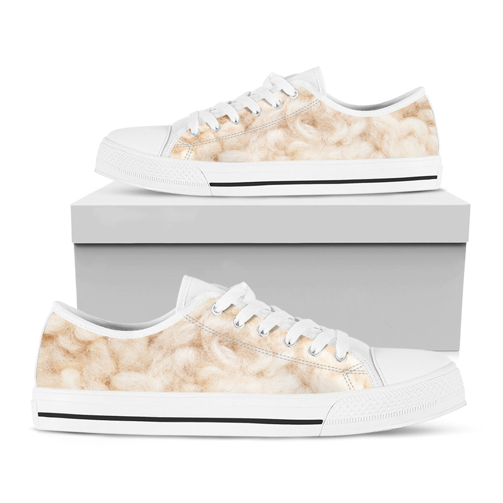 Sheepskin Print White Low Top Sneakers