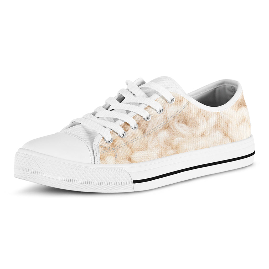 Sheepskin Print White Low Top Sneakers