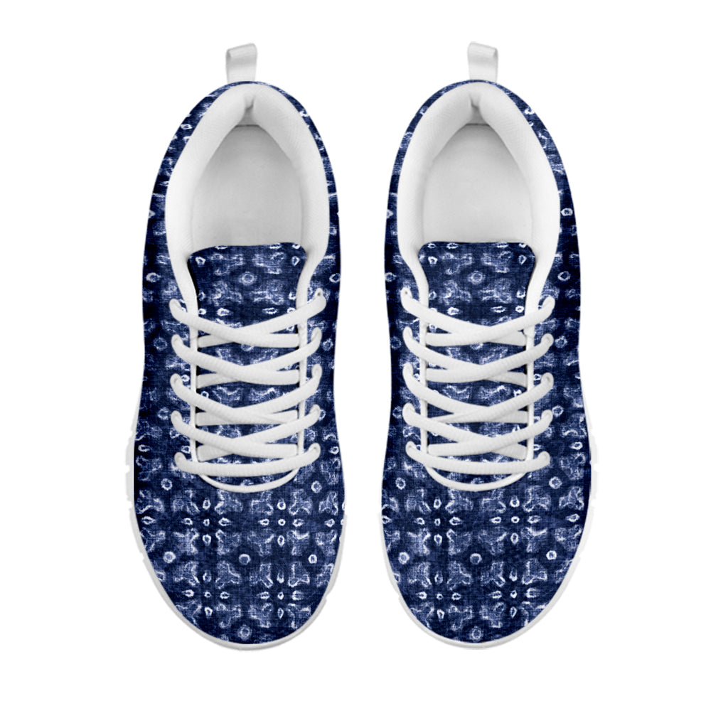 Shibori Floral Pattern Print White Running Shoes