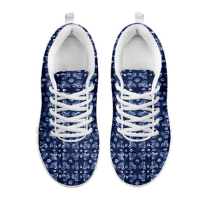 Shibori Floral Pattern Print White Running Shoes