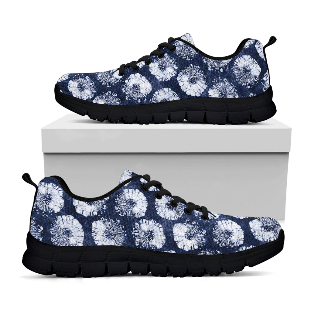 Shibori Motif Pattern Print Black Running Shoes