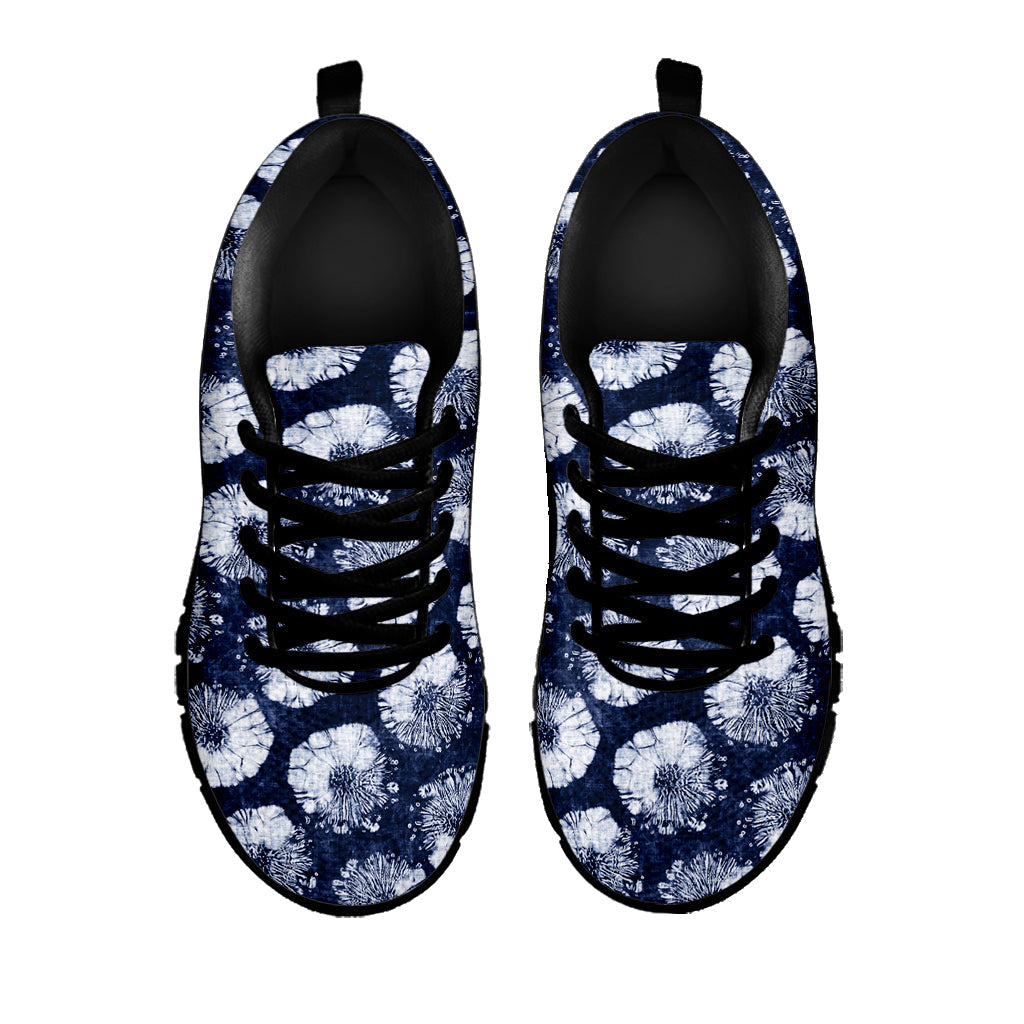 Shibori Motif Pattern Print Black Running Shoes