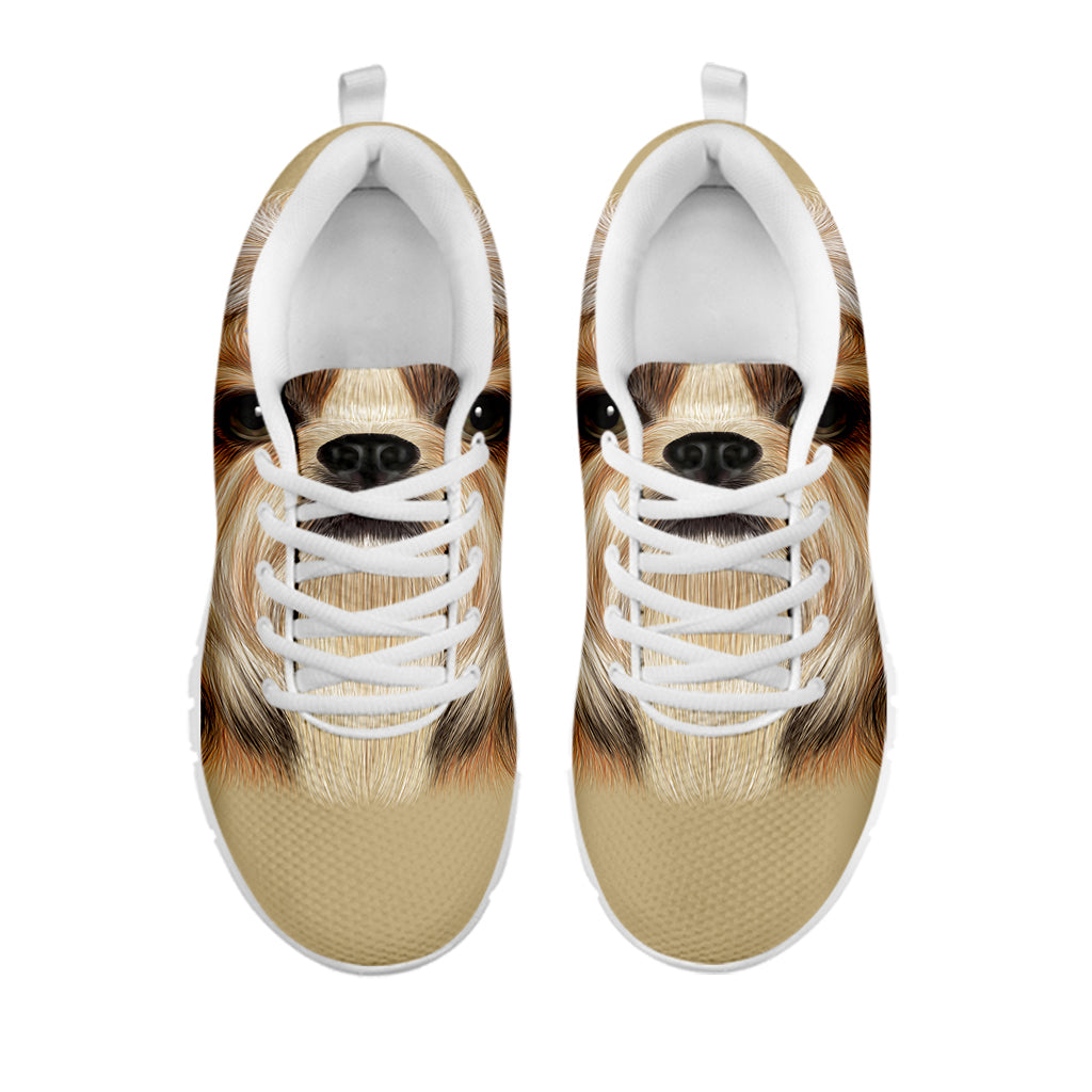 Shih Tzu Portrait Print White Running Shoes