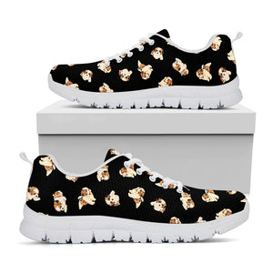 Shih Tzu Puppy Pattern Print White Running Shoes
