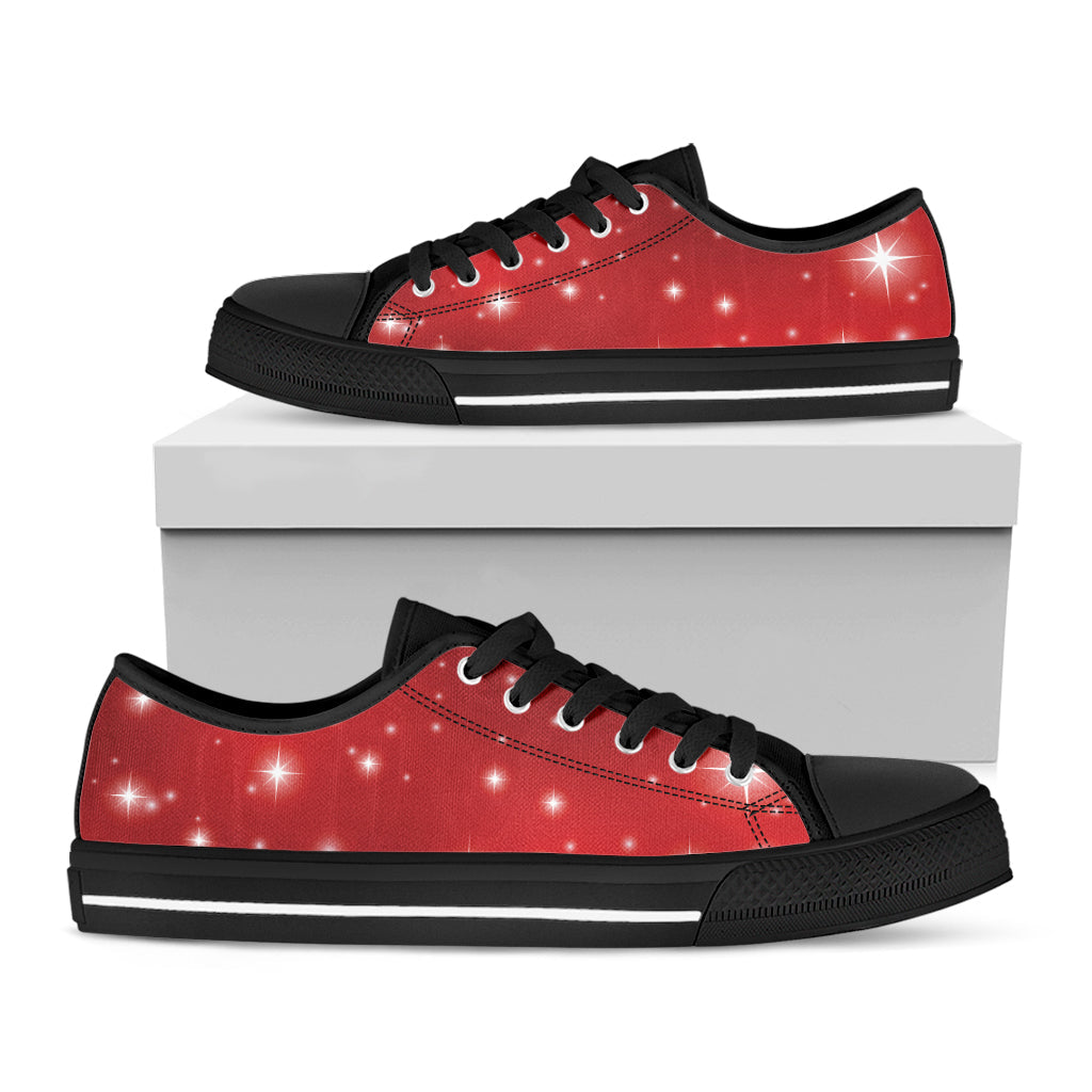 Shiny Sparkle Print Black Low Top Sneakers
