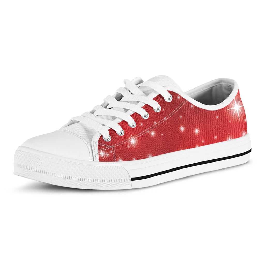 Shiny Sparkle Print White Low Top Sneakers