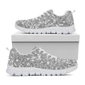 Silver (NOT Real) Glitter Print White Running Shoes