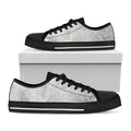 Silver Grey Marble Print Black Low Top Sneakers