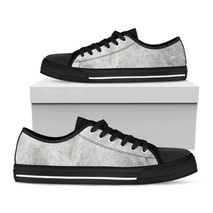 Silver Grey Marble Print Black Low Top Sneakers