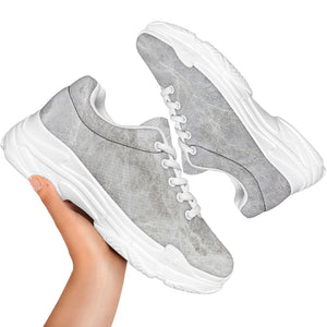 Silver Grey Marble Print White Chunky Shoes
