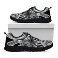 Silver Samurai Mask Print Black Running Shoes