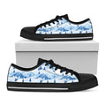 Skiing Mountain Print Black Low Top Sneakers