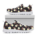 Skull Fried Egg And Bacon Pattern Print White Running Shoes
