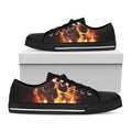 Skull In Flames Print Black Low Top Sneakers