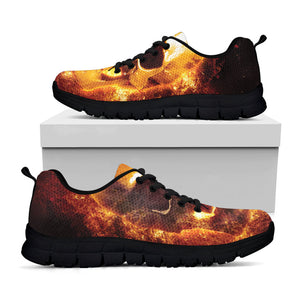 Skull In Flames Print Black Running Shoes